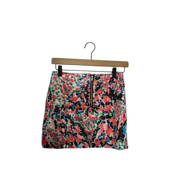 Lilly Pulitzer Mini Skirt Tate Size 0 Women Sequin Multi-Color Zip Closure Lined - Picture 2 of 2